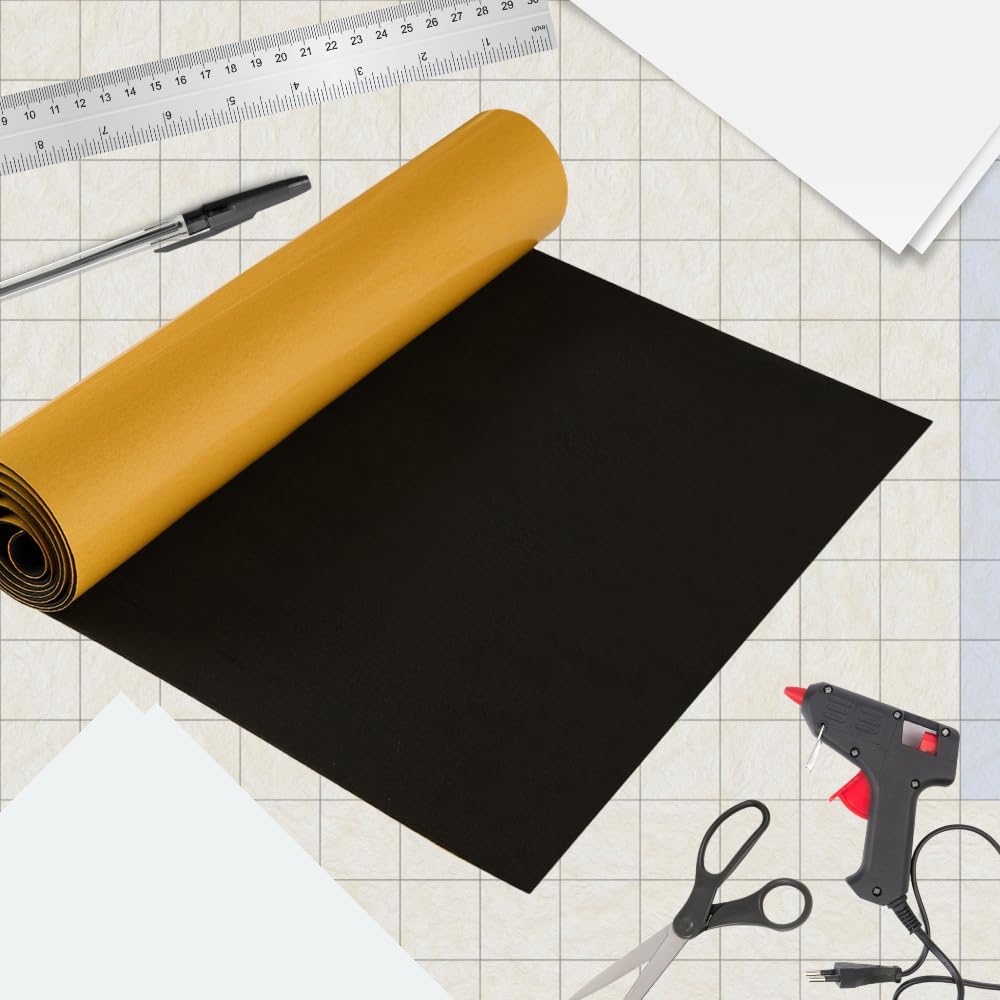 Premium High Density EVA Foam Sheet with Adhesive Backing 15” x 59” Black Foam Mat - Craft Foam Sheet for Cosplay Costume, Crafts, Padding, DIY Projects and Insulation Weather Stripping Sheets Roll