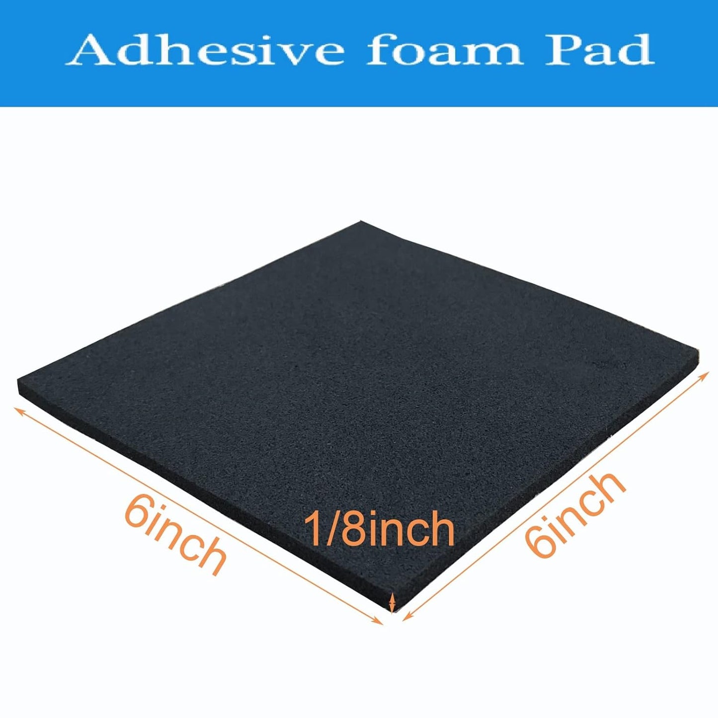 Rubber Adhesive Pads, 4 Pcs Closed Cell Foam Sheet Neoprene High Density Foam Anti Vibration Pads for Furniture Cars Speakers Black (6" x 6" x 1/8", 4 Pcs)