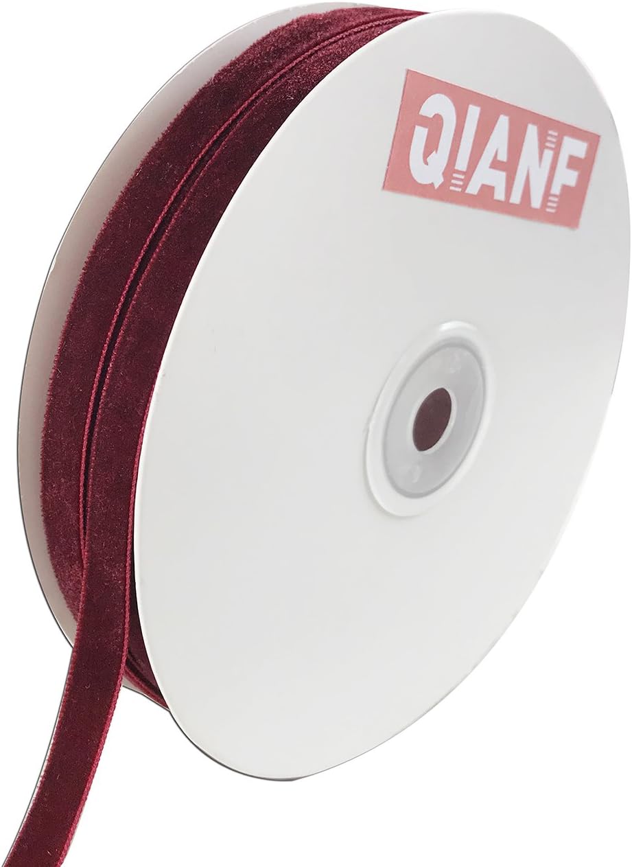 Vintage Burgundy Velvet Ribbon, 3/8 Inch X 25Yd