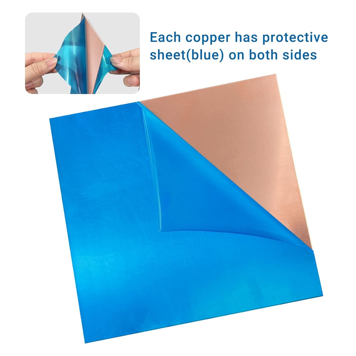 2 Pieces 99.9% Pure Copper Sheet, 4" x 4", 24 Gauge(0.5mm) Thickness, Film Attached Copper Plate, Great for Jewelry, Crafts, modelers