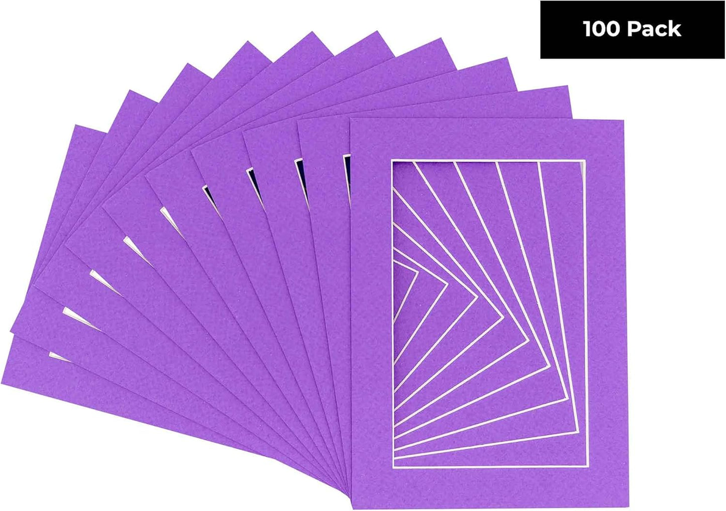 6x8 Mat for 8x10 Frame - Precut Mat Board Acid-Free Show Kit with Backing Board, and Clear Bags Purple 6x8 Photo Matte Made to Fit a 8x10 Picture Frame Matboard for Framing, Pack of 100 Mats