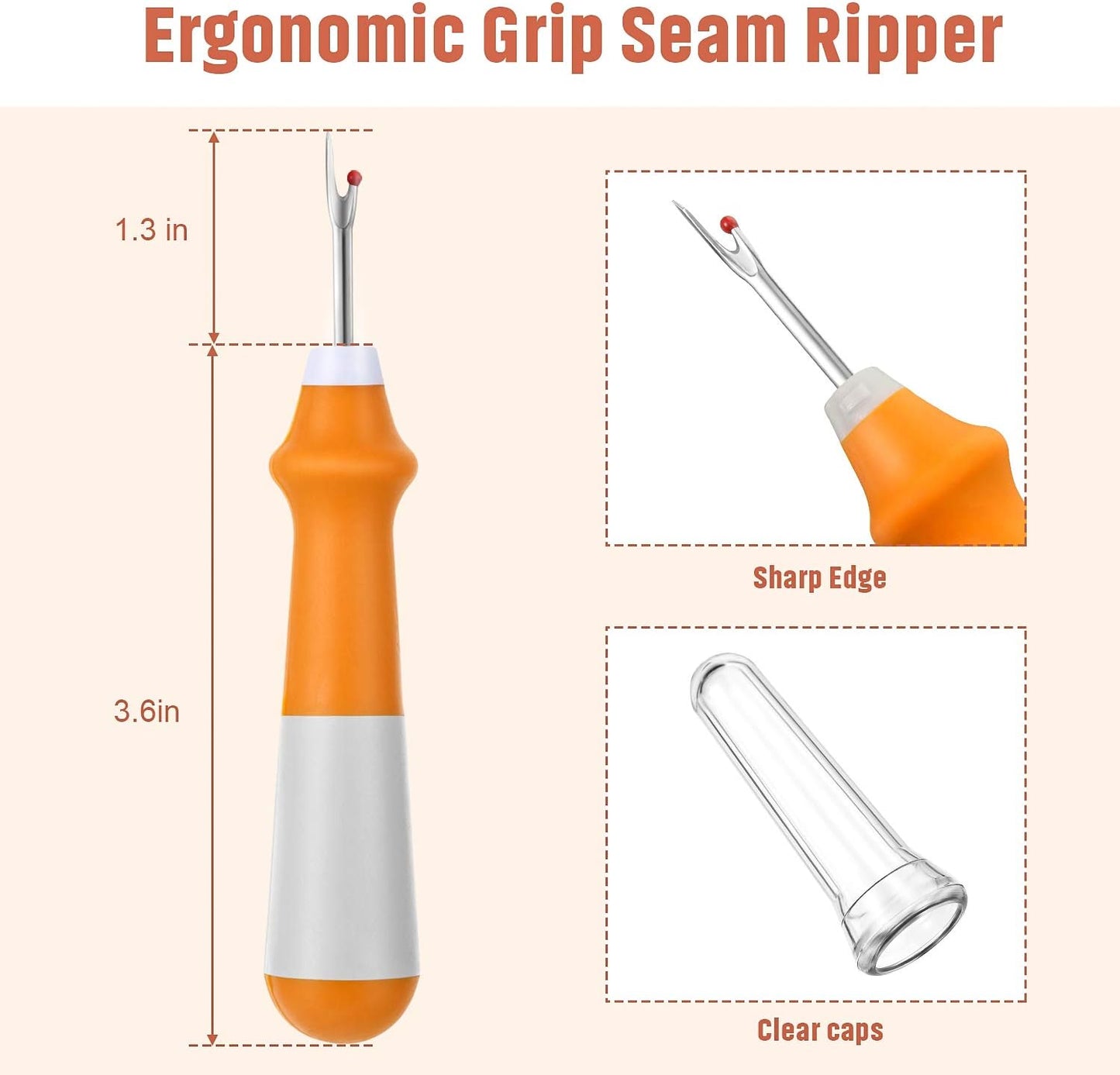 Mudder 5 Pieces Seam Ripper for Sewing Ergonomic Seam Ripper Colorful Large Thread Remover Stitch Tool Handy Thread Picker for Sewing Crafting Embroidery Removal Tool, 5 Colors