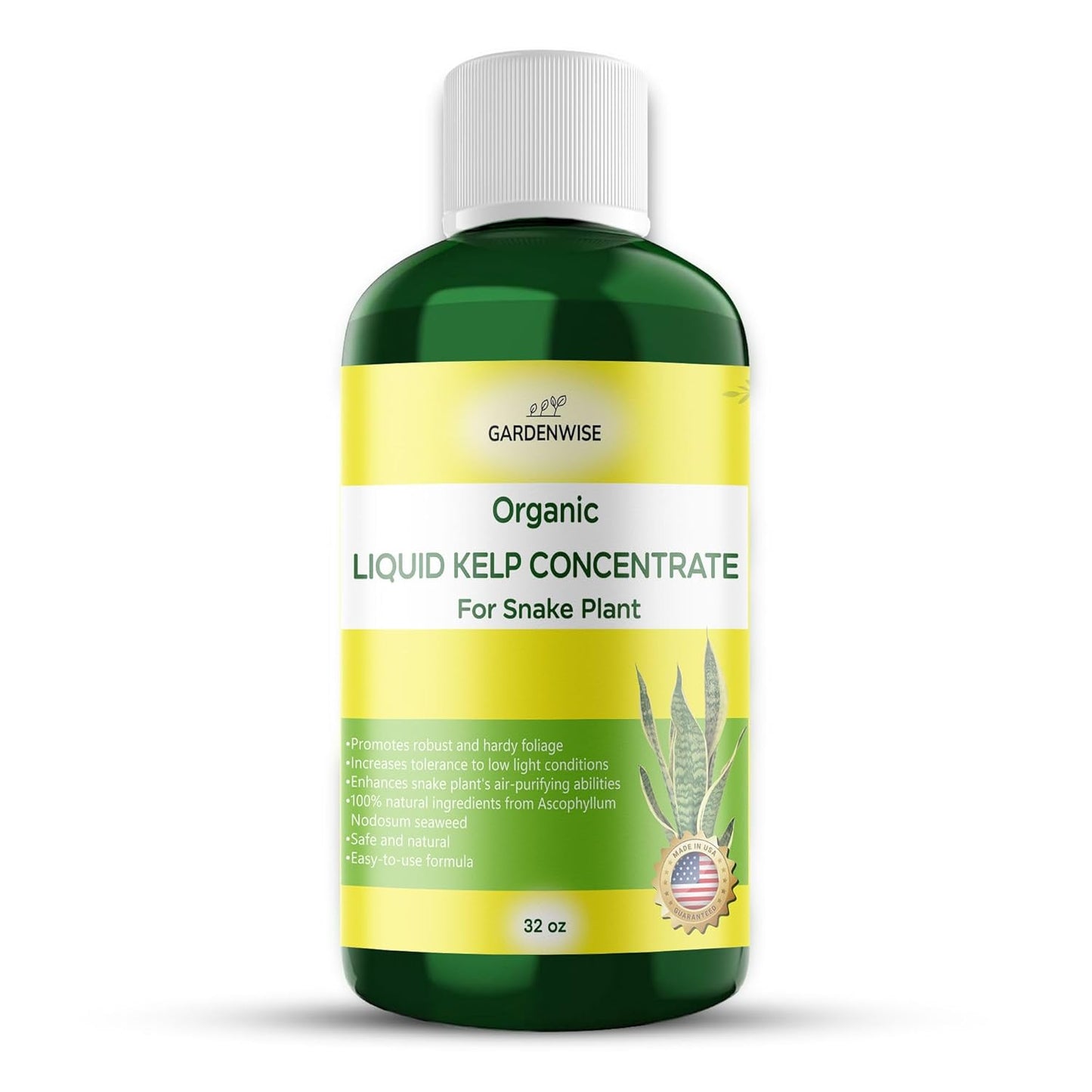 Organic Seaweed Kelp Liquid Fertilizer for Snake Plant (Sansevieria, Dracaena Trifasciata) - Food and Care for Live Plants (32 OZ)