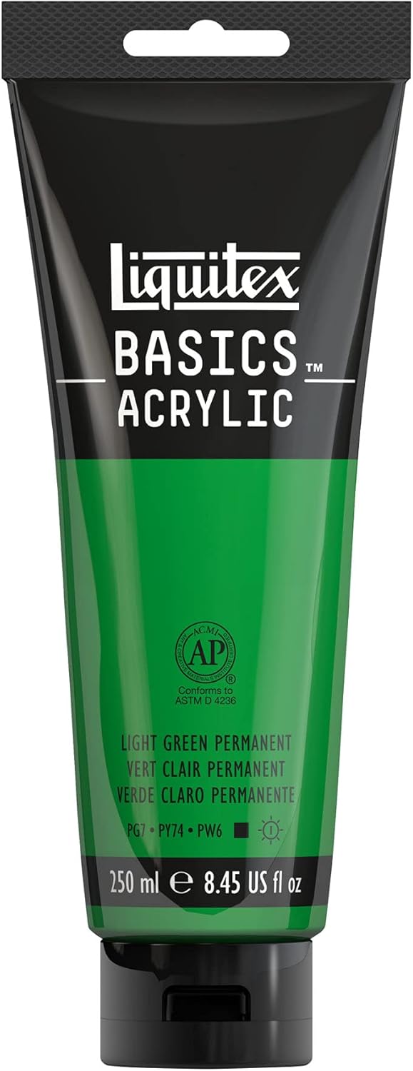 Liquitex BASICS Acrylic Paint, 250ml (8.5-oz) Tube, Light Green Permanent