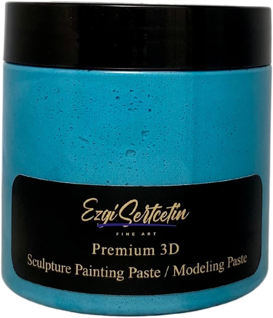 3D Sculpture Painting Paste|Texture Paste|Decorative Plaster|Ready to Use|Unique Colors|Ideal for Artwork|Stencil|Flowers|Texture|Art Relief|New Formula| 6 oz (Metallic Turquoise)