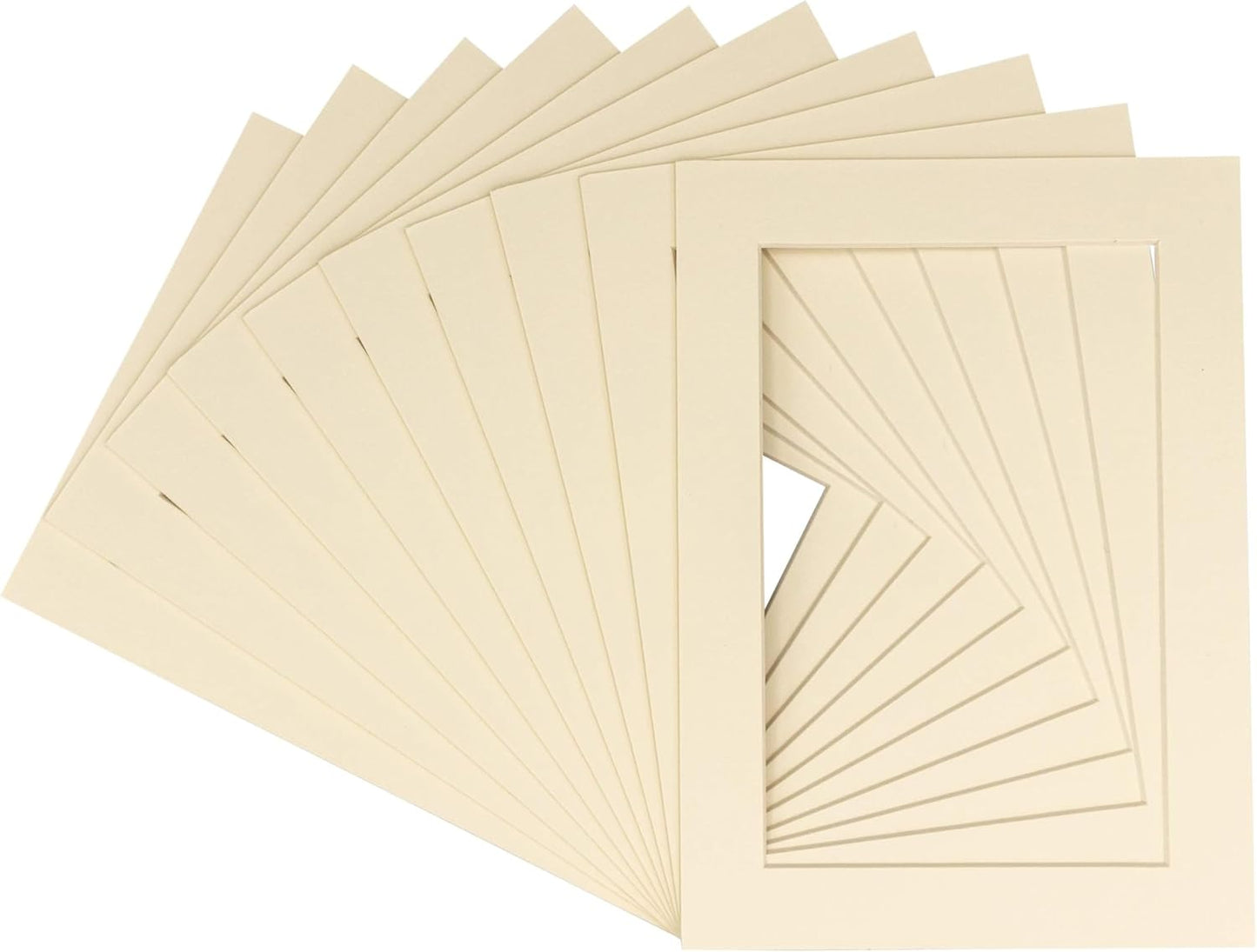 Poster Palooza Pack of TEN 8.5x11 Mats Bevel Cut for 7x9 Photos - Acid Free Textured Cream Precut Matboards For Pictures, Photos, Framing - 4-ply Thickness