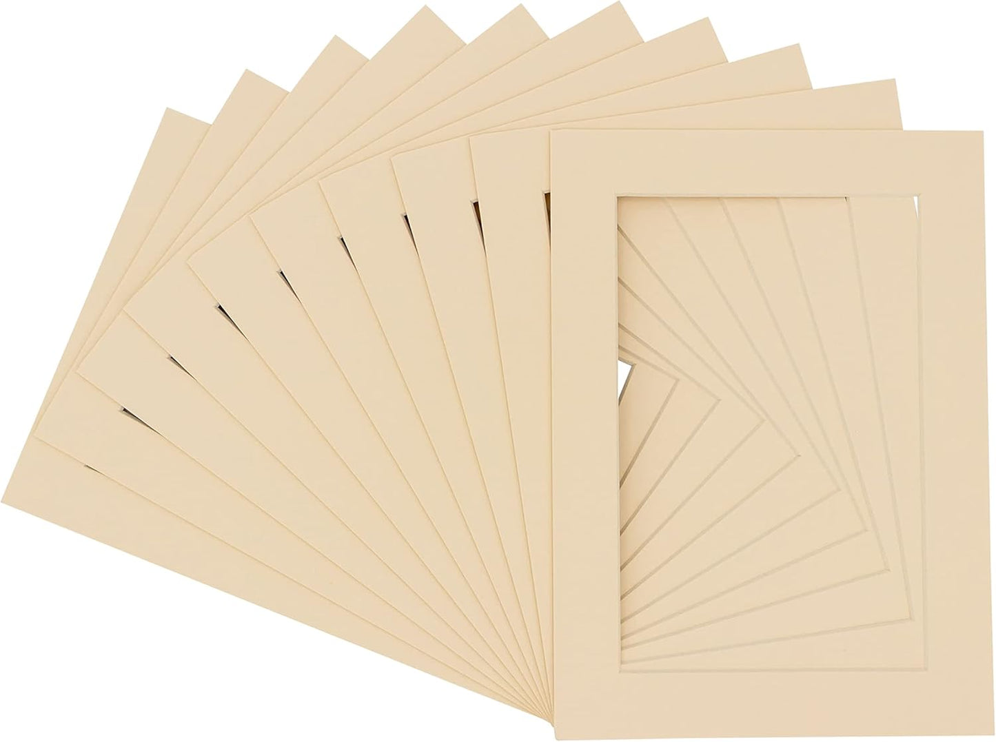 Poster Palooza Pack of TEN 11x14 Mats Bevel Cut for 8.5x11 Photos - Acid Free Cream Precut Matboards For Pictures, Photos, Framing - 4-ply Thickness