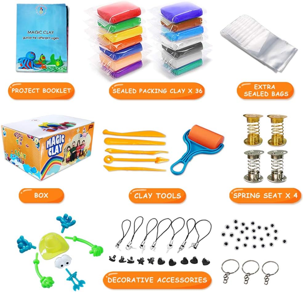ESSENSON Modeling Clay Kit - 36 Colors Air Dry Magic Clay, DIY Molding with Sculpting Tools, Party Favors Kids Art Crafts Best Gift for Boys & Girls Age 3-12 Year Old