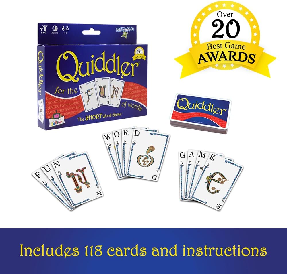 Quiddler Card Games for Kids - Playing Cards Word Games, Deck of Cards, Fun Family Games for Kids and Adults, Game Night, Travel Games, Multi-Player, Ages 8+