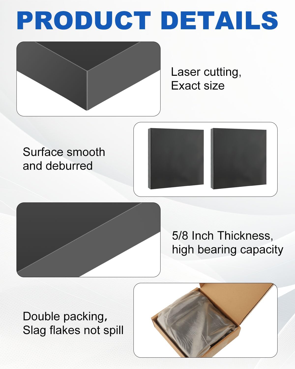 Rocaris Hot Rolled Steel Plate 5/8" x 6" x 6", Pack of 2, Weldable Steel Sheet Metal for Auto Body Repair, DIY Projects, Industrial Support