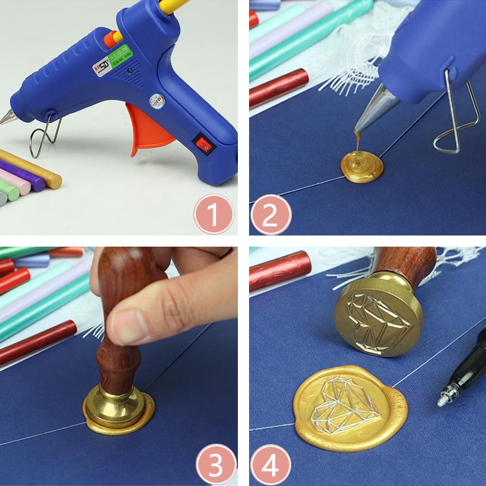 30 Pieces 7mm Sealing Wax Sticks for Glue Gun,PORXFLY Mini Wax Seal Sticks Great for Seals Stamp,Cards Envelopes,Wedding Invitations,Gift Wrapping,Wine Packages (Red)