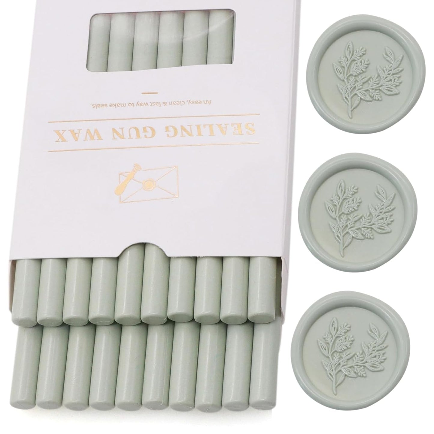 Sage Green Wax Seal Sticks 20pcs, Andotopee Glue Gun Wax Seal Sticks for Wax Seal Stamp, Premium Sealing Wax for Envelope Letter Seal Wedding Invation Craft Adhesive, Great Gift Ideas (Mini Size)