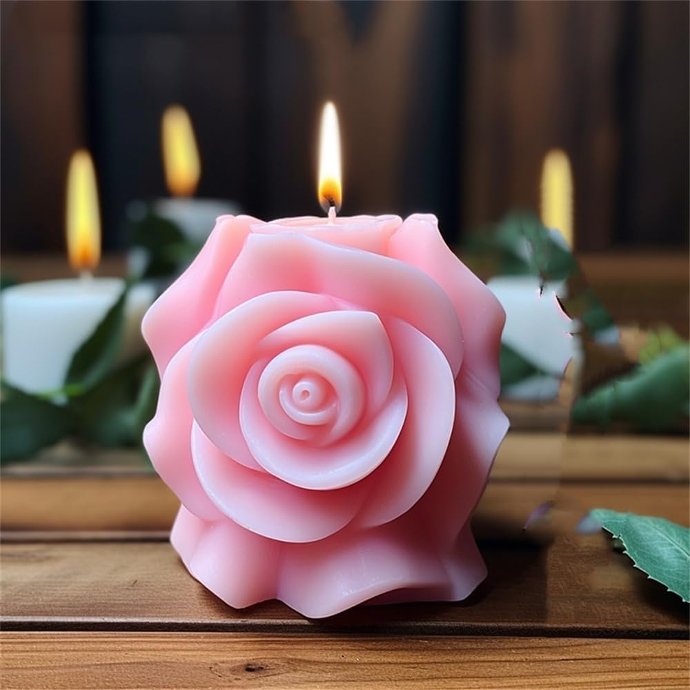 Rose Pillar Candle Silicone Mold Handmade Valentine's Day Mother's Day Flower Bouquet Soap Gypsum Resin Molds Wedding Decor Crafts Gifts (2)
