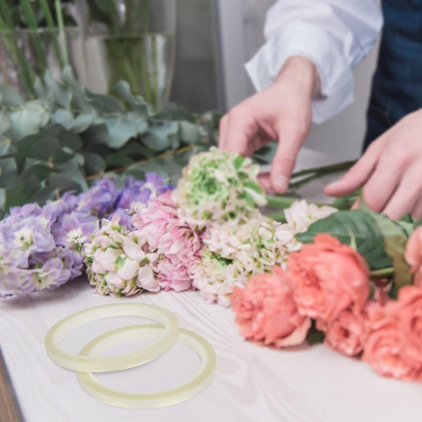 2Packs Clear Floral Tape - 1/2 inches Wide Floral Vase Tape, Clear Waterproof Floral Tape for Fresh Flower Bouquets and Flower Arrangements Crafts (0.5inch*2Packs), 0.5inch*2Pack