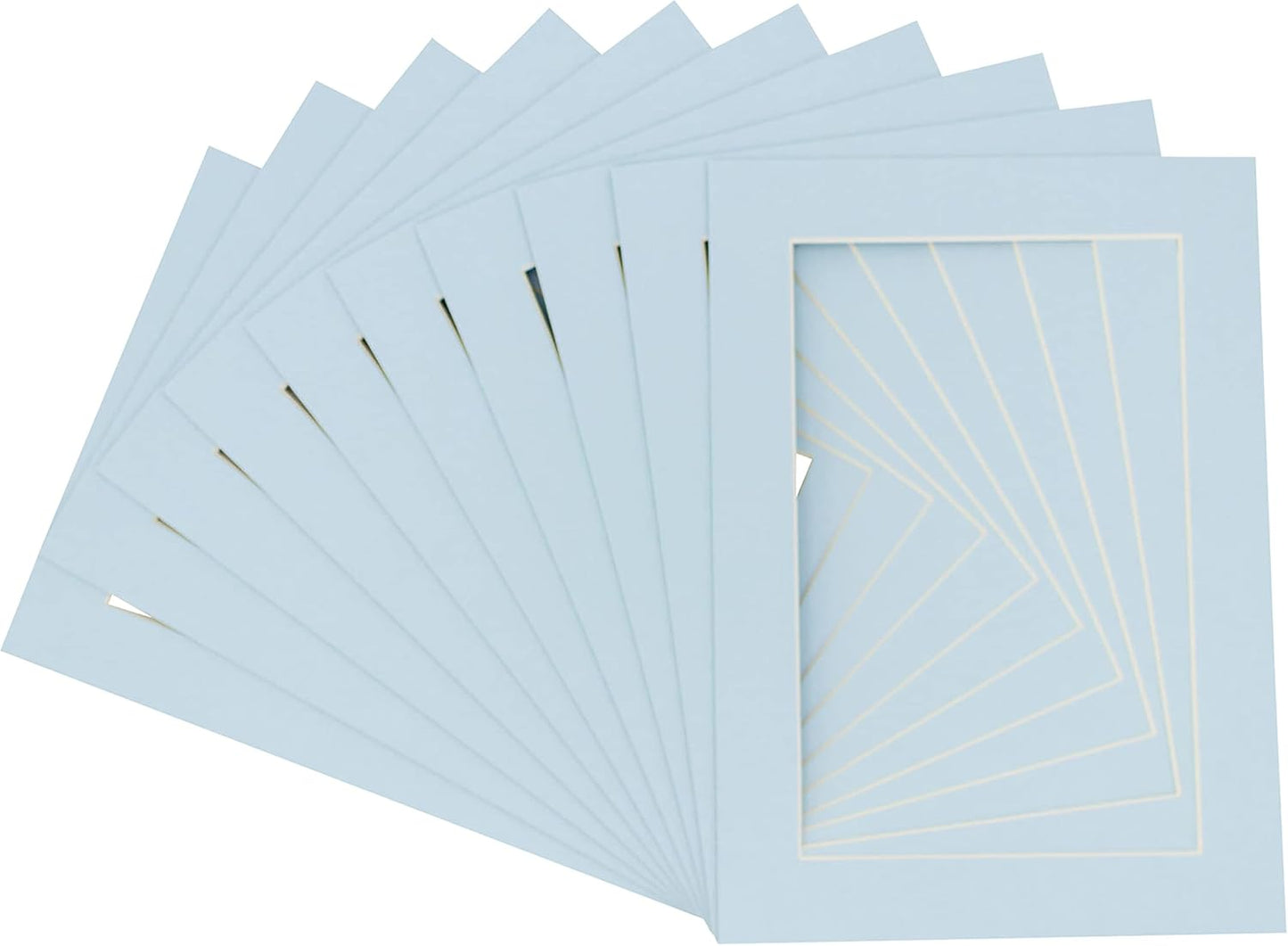 11x14 Mat for 8.5x11 Photo - Precut Baby Blue Picture Matboard for Frames 11 x 14 Inches - Bevel Cut Matte to Display Art 8.5 x 11 Inches - Acid Free Pack of 10 MATS with Backing Boards & Clear Bags