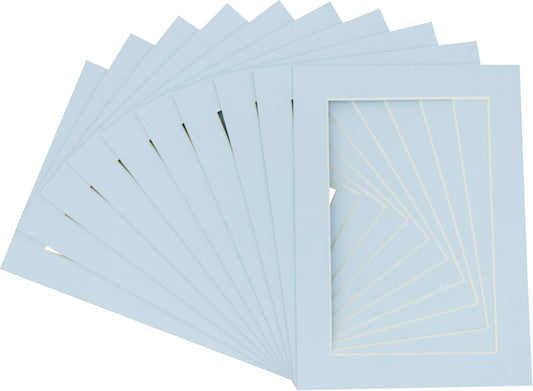 5x7 Mat for 8.5x11 Frame - Precut Mat Board Acid-Free Baby Blue 5x7 Photo Matte For a 8.5x11 Picture Frame, Premium Matboard for Family Photos, Show Kits, Art, Picture Framing, Pack of 100 Mats