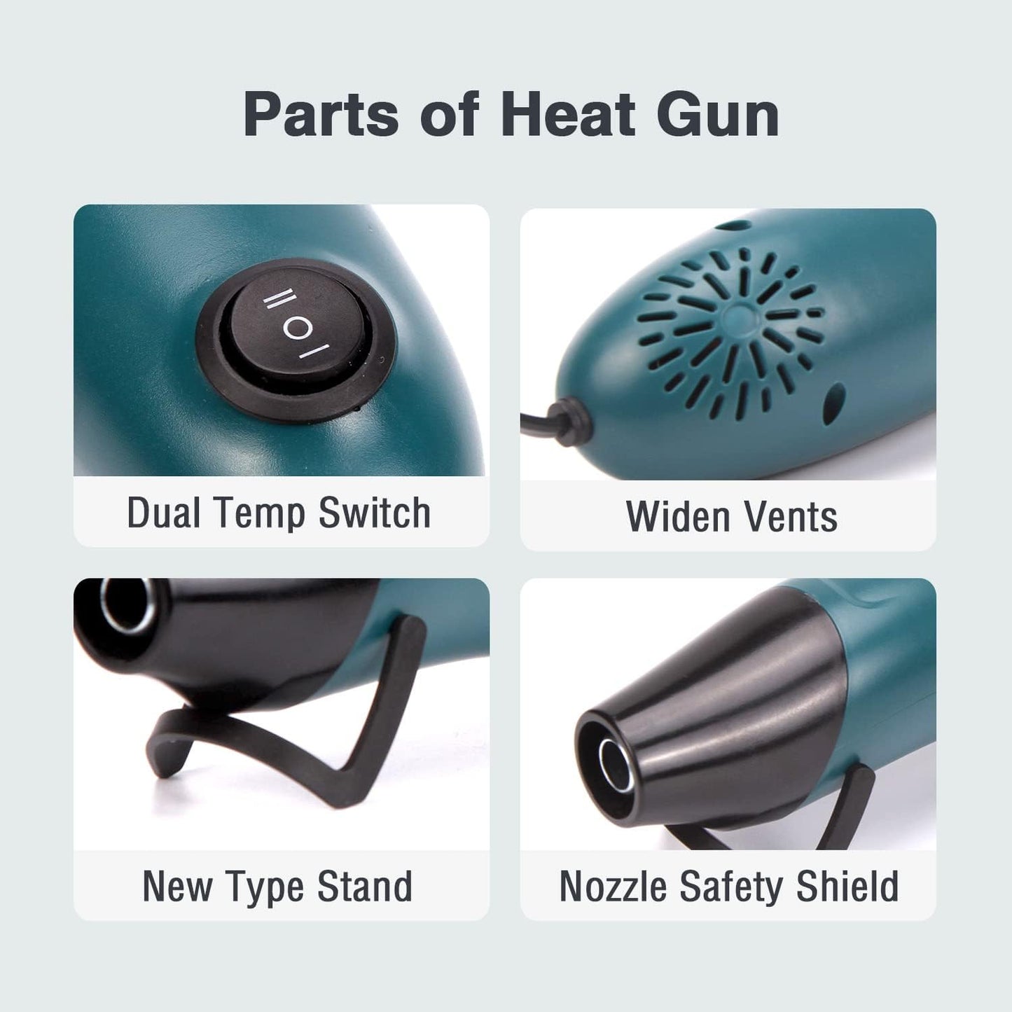 Mini Heat Gun, Electrical Phone Repair Heat Tool for DIY Craft Embossing, Paint Drying, Candle Making, Epoxy Resin, Shrink Wrap Hot Air Gun with Silicone Brush (x2)