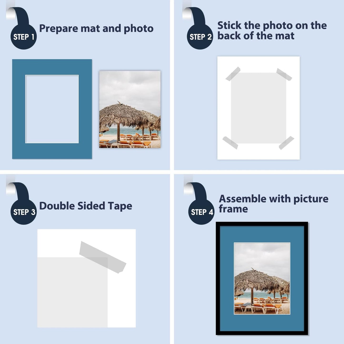 Mat Board Center, Pack of 20, 16x20 Mixed Colors White Core Picture Mats Mattes Matting for 11x14 Photo