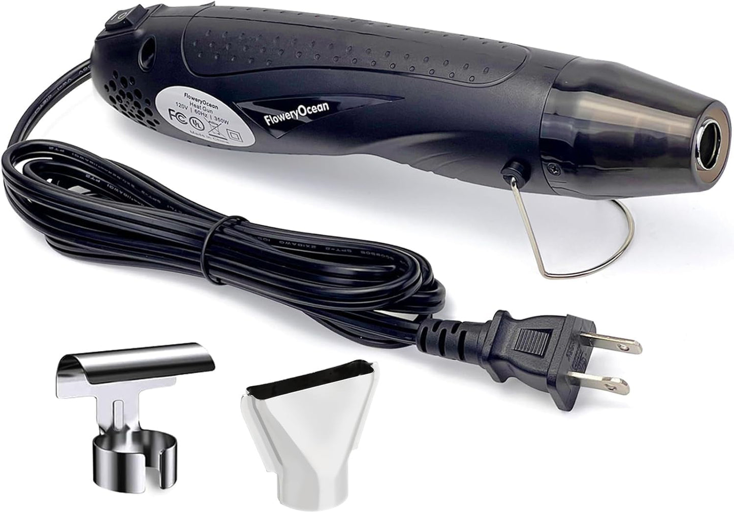 Mini Heat Gun+Reflector Nozzle Kit 350W Fast Heat Hot Air Gun Overload Protection 2 Temp Setting 392°F-662°F & 6.6Ft Long Cable for Craft Shrink WrappingTubing Stripping Paint