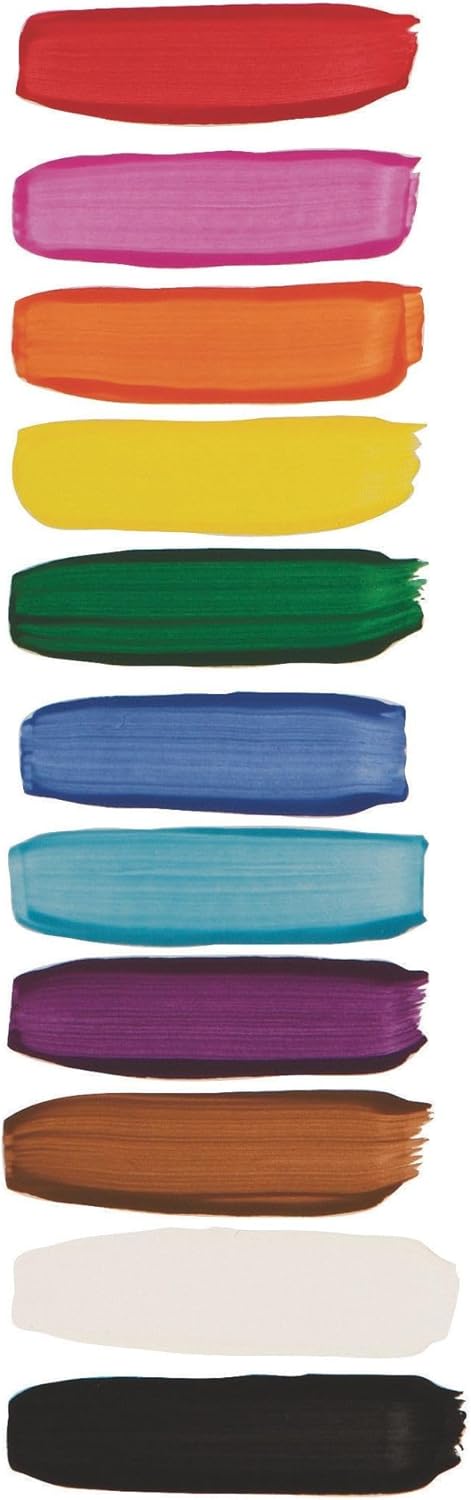 S&S Worldwide Color Splash! Liquid Tempera Bulk Paint, Set of 12 in 11 Bright Colors, 16-oz Easy-Pour Squeeze Bottles, For Arts & Crafts, School, Classroom, Poster Paint, For Kids & Adults, Non-Toxic.