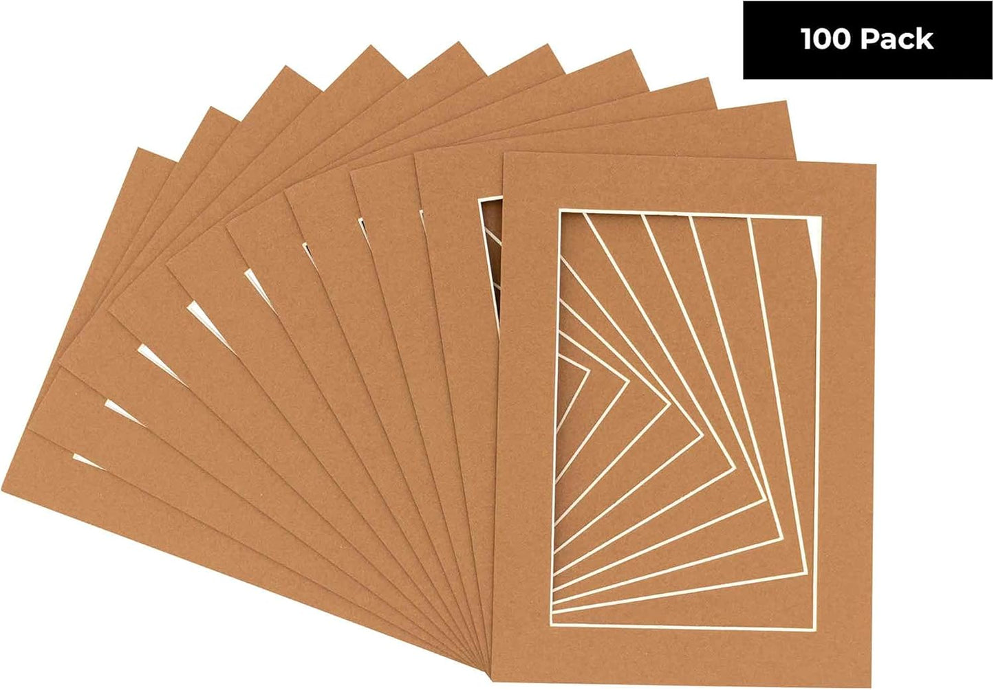 6x8 Mat for 8x10 Frame - Precut Mat Board Acid-Free Show Kit with Backing Board, and Clear Bags Brown 6x8 Photo Matte Made to Fit a 8x10 Picture Frame Matboard for Framing, Pack of 100 Mats