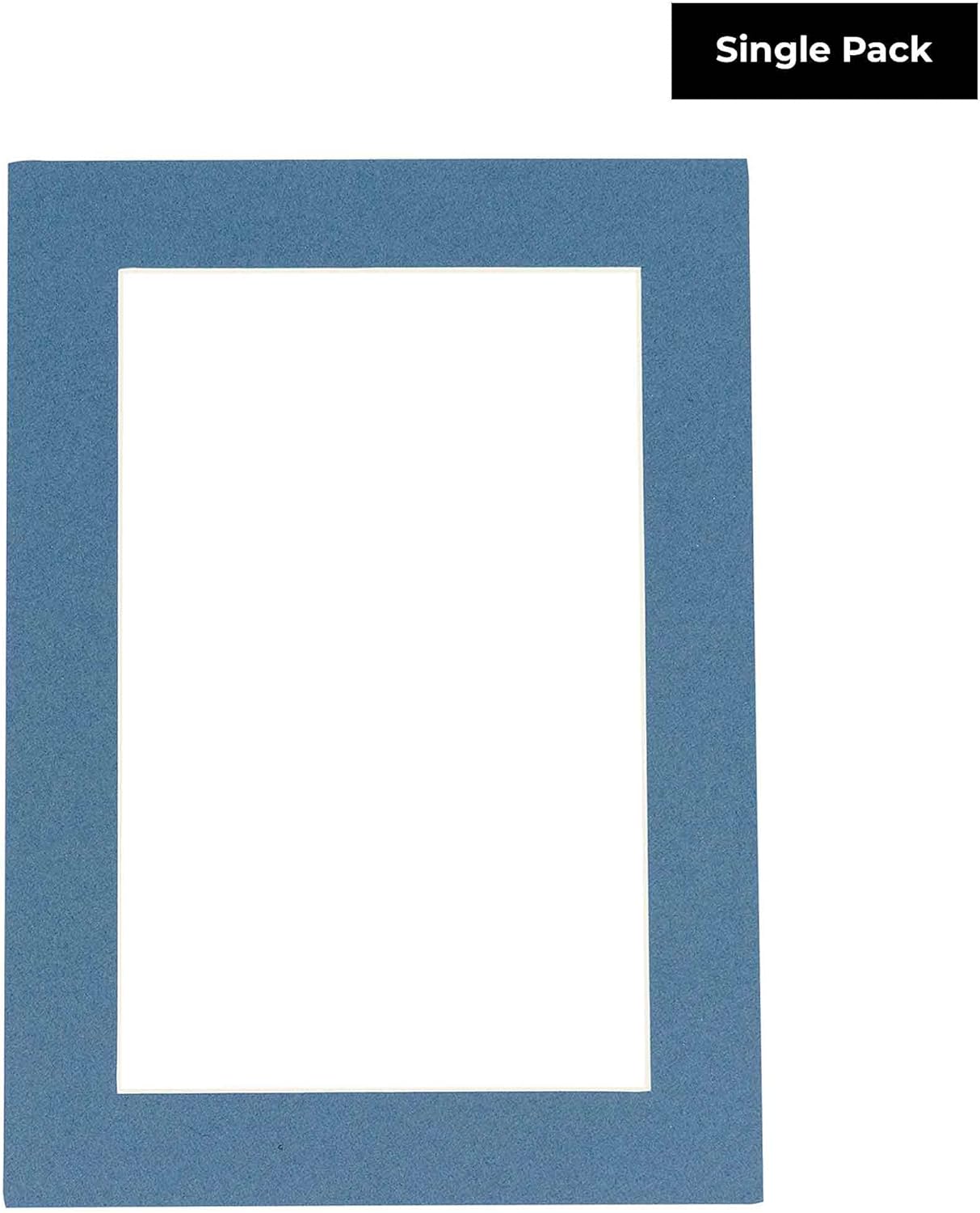 8x10 Mat Bevel Cut for 5.5x8.5 Photos - Acid Free Steel Blue Precut Matboard with Backing Board and Crystal Clear, Self Seal Photo Mat Bag - for Pictures, Photos, Framing - 4-ply Thickness