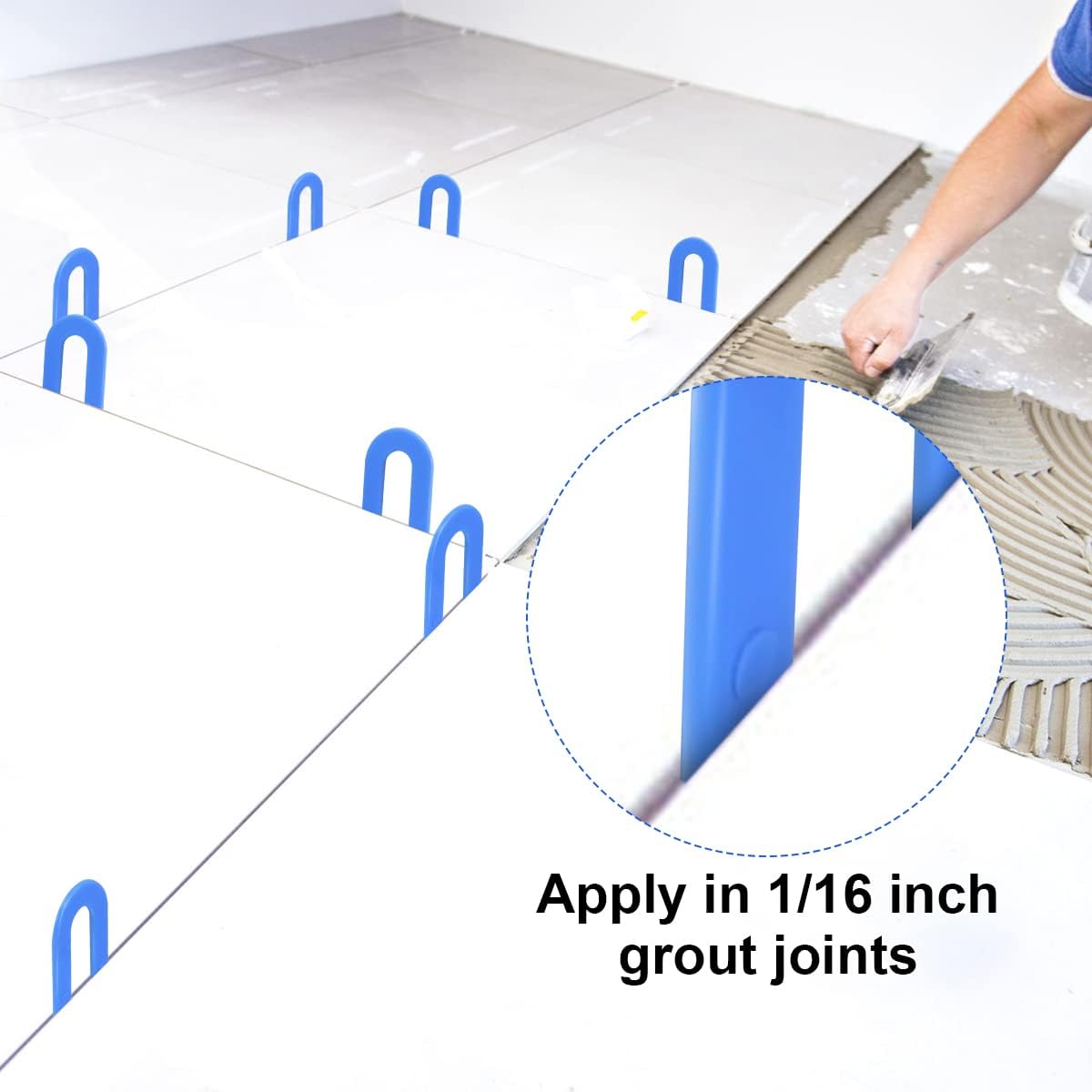 DGSL Tile Leveling System Tile Spacers 1/16+1/8+3/16+1/4 Inch, 400 pieces Horseshoe Shim U Shape Plastic Tile Leveling Clips for Various Types of Tile Leveling