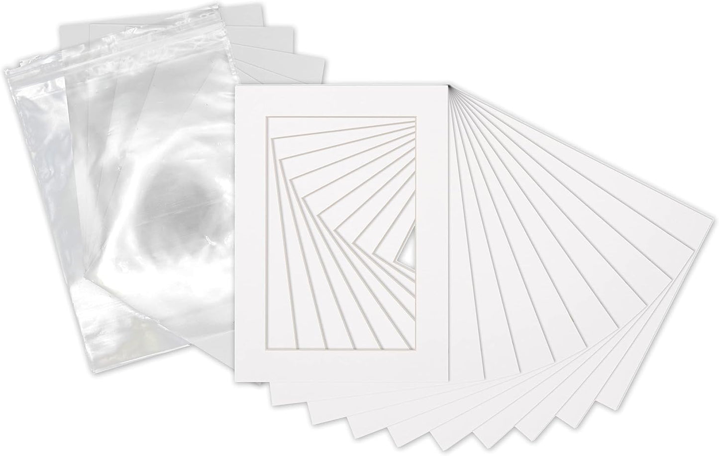 6x8 Mat for 8x10 Frame - Precut Mat Board Acid-Free Show Kit with Backing Board, and Clear Bags White 6x8 Photo Matte Made to Fit a 8x10 Picture Frame Matboard for Framing, Pack of 10 Mats