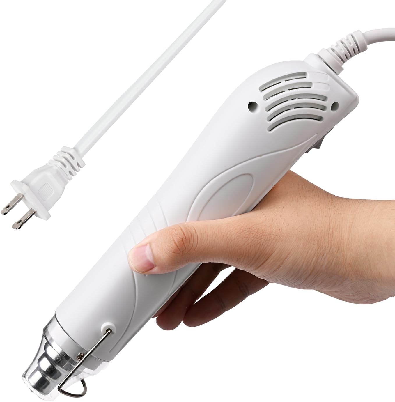 Mini Heat Gun, 300W Fast Heat Hot Air Gun with 6Ft Extra Thickened Cord and Overload Protection for DIY Craft Embossing, Vinyl Wrap, Shrink Tubing/Wrapping, Epoxy Resin, White