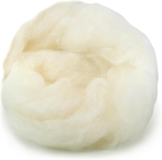 Woolbuddy Needle Felting Wool, Carded Core Wool, White Roving for Wet Painting, DIY Dryer Balls, Felting Pads, Supplies, and Bulk Chunky Yarn (15.7oz)