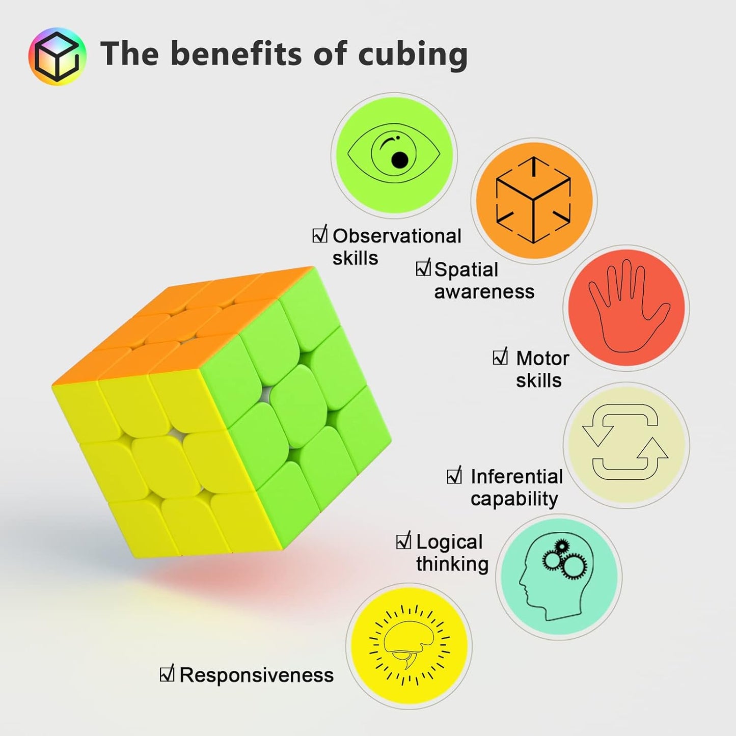 Full Size 3x3x3 Speed Cube Set, 2.2in Puzzle Party Favors Toy Stickerless Magic Cube Set, School Classroom Prize for Students, Birthday Party Stocking Stuffers Gifts for Kids Teens Adults(10 Pack)