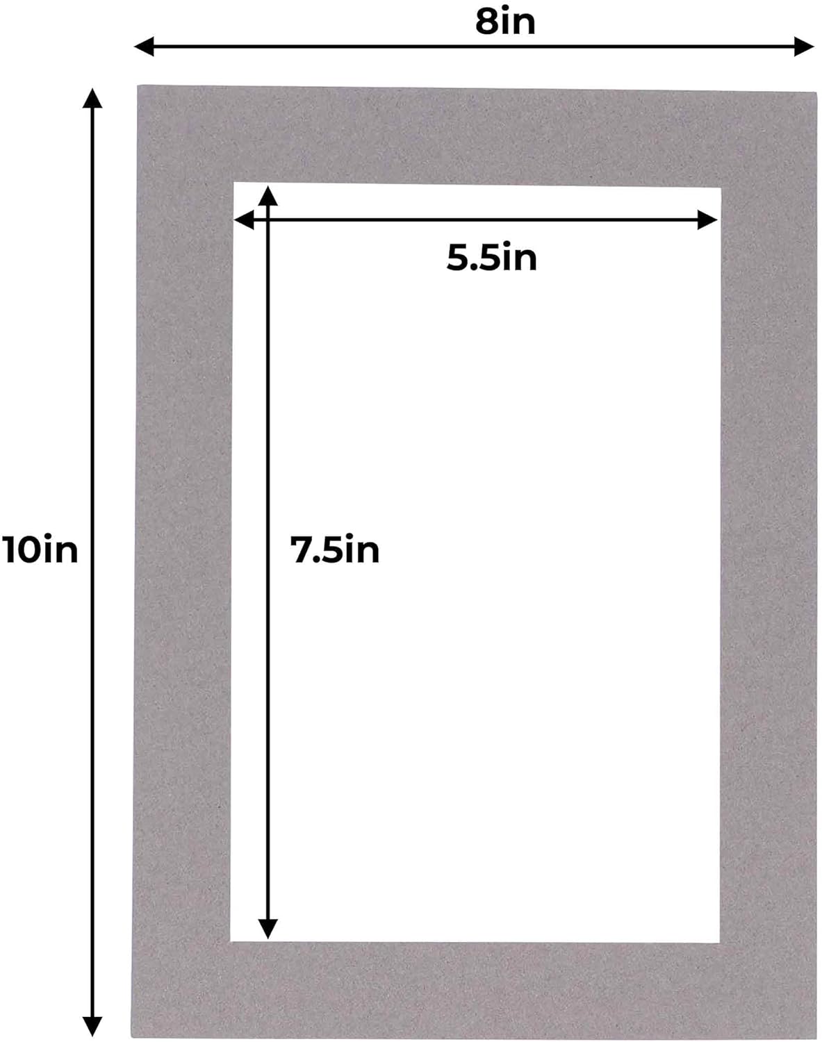 8x10 Mat for 6x8 Photo - Precut Charcoal Picture Matboard for Frames Measuring 8 x 10 Inches - Bevel Cut Matte to Display Art 6 x 8 Inches - Acid Free Pack of 10 MATS with Backing Boards & Clear Bags