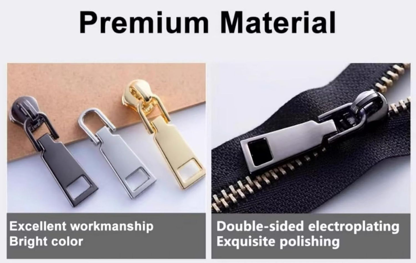 AKTIOIN Metal Zipper Repair Kit for Jackets, Luggage, Bags, Backpack, No Sewing Required Detachable Zip Heads Zipper Pull Replacement (#5 Black)