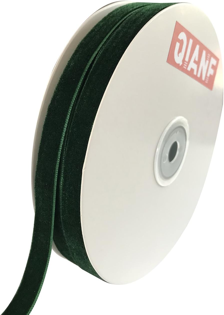 Vintage Hunter Green Velvet Ribbon, 3/8 Inch X 25Yd