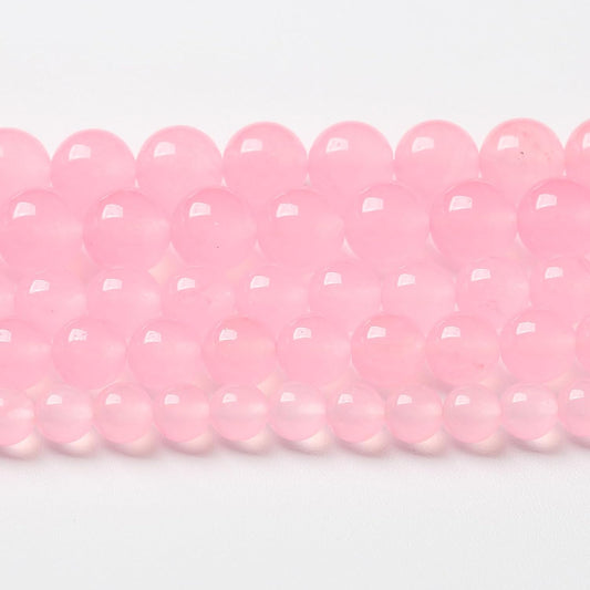 32pcs Natural Light Pink Chalcedony Stone Beads for Jewelry Making - Energy Healing Power Stone - DIY Bracelet Necklace Accessories - 15" (12mm, Light Pink Chalcedony)