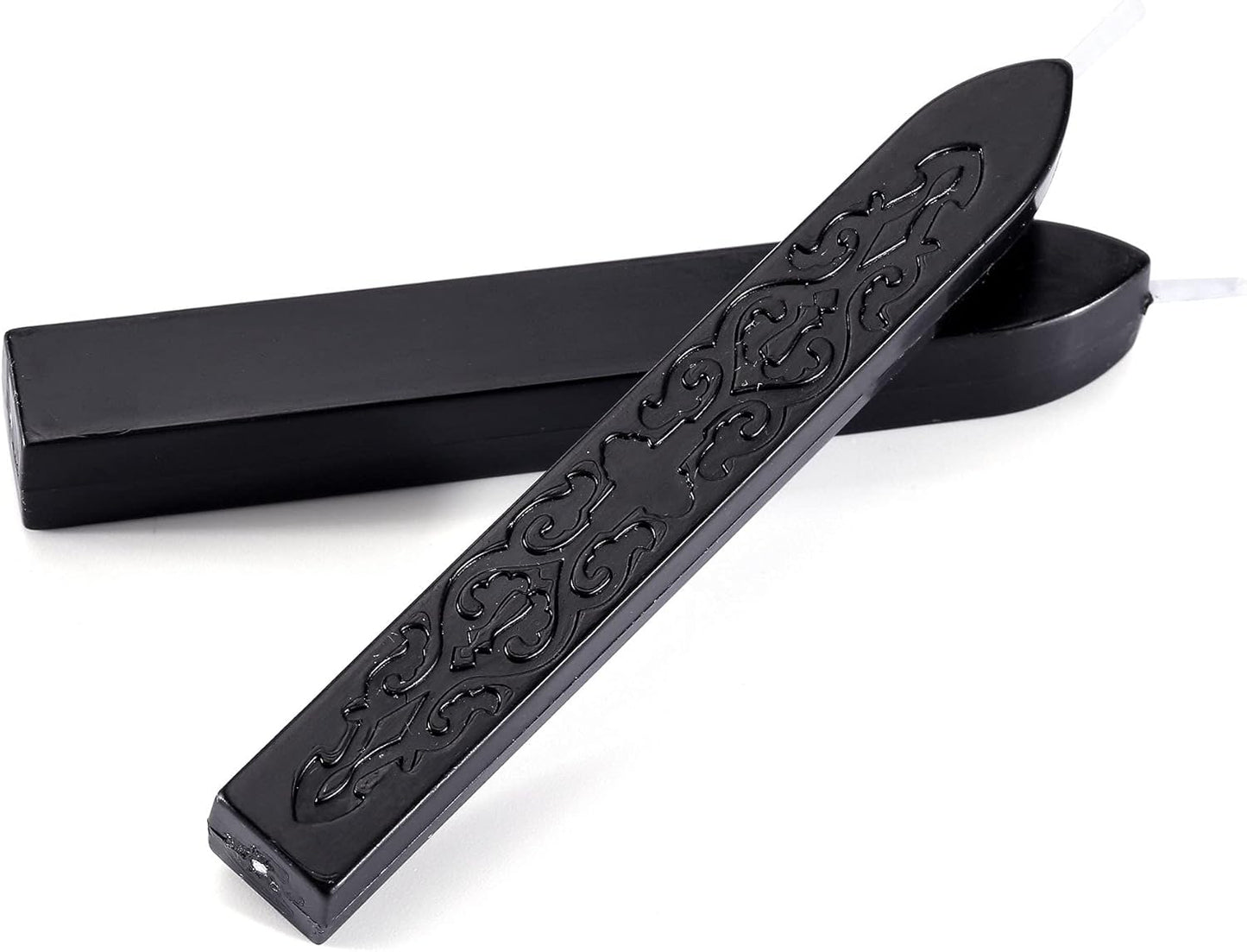 Yoption 12 Pcs Sealing Wax Sticks with Wicks, Antique Black Totem Fire Manuscript Seal Wax for Wax Seal Stamp (Black)