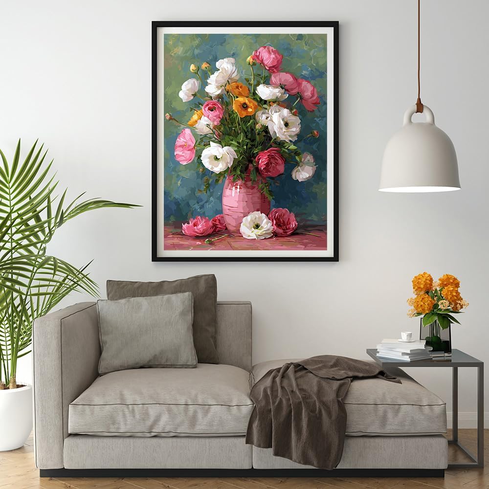 Moohue 14 ct Counted Cross Stitch Kits for Adults Flowers Cross Stitch Patterns Stamped Printed Cross Stitch Kits (Flowers 14)
