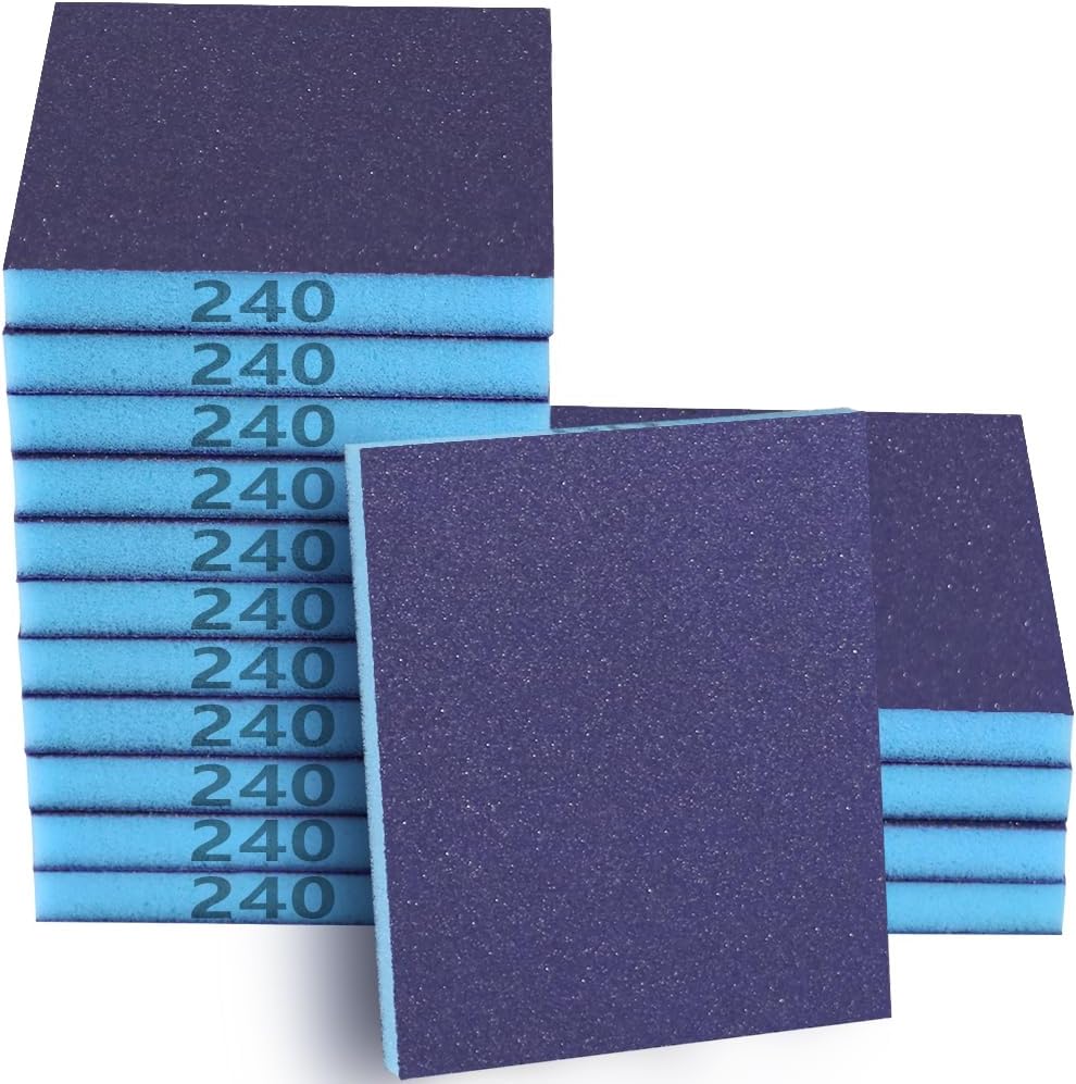 8 Pack 240 Grits Sanding Sponge, Coarse Sanding Block, Washable and Reusable Wet Dry Sandpaper Block Sandpaper Sponge for Wood Metal FurniturePaint and Drywall