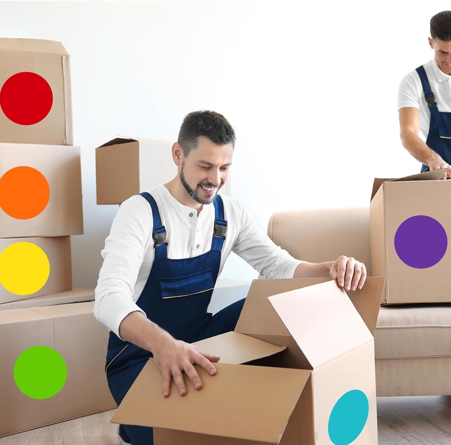 STARLIBOO 6" Round Large Colored Stickers Labels, Dots Circles Stickers for Moving, School, Home, Office, Business- 6 Colors