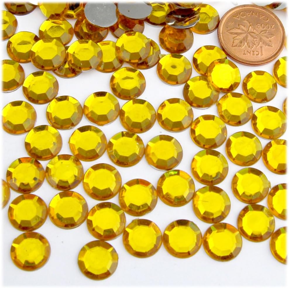 The Crafts Outlet 144pc Rhinestones Round 10mm - Flatback Golden Yellow