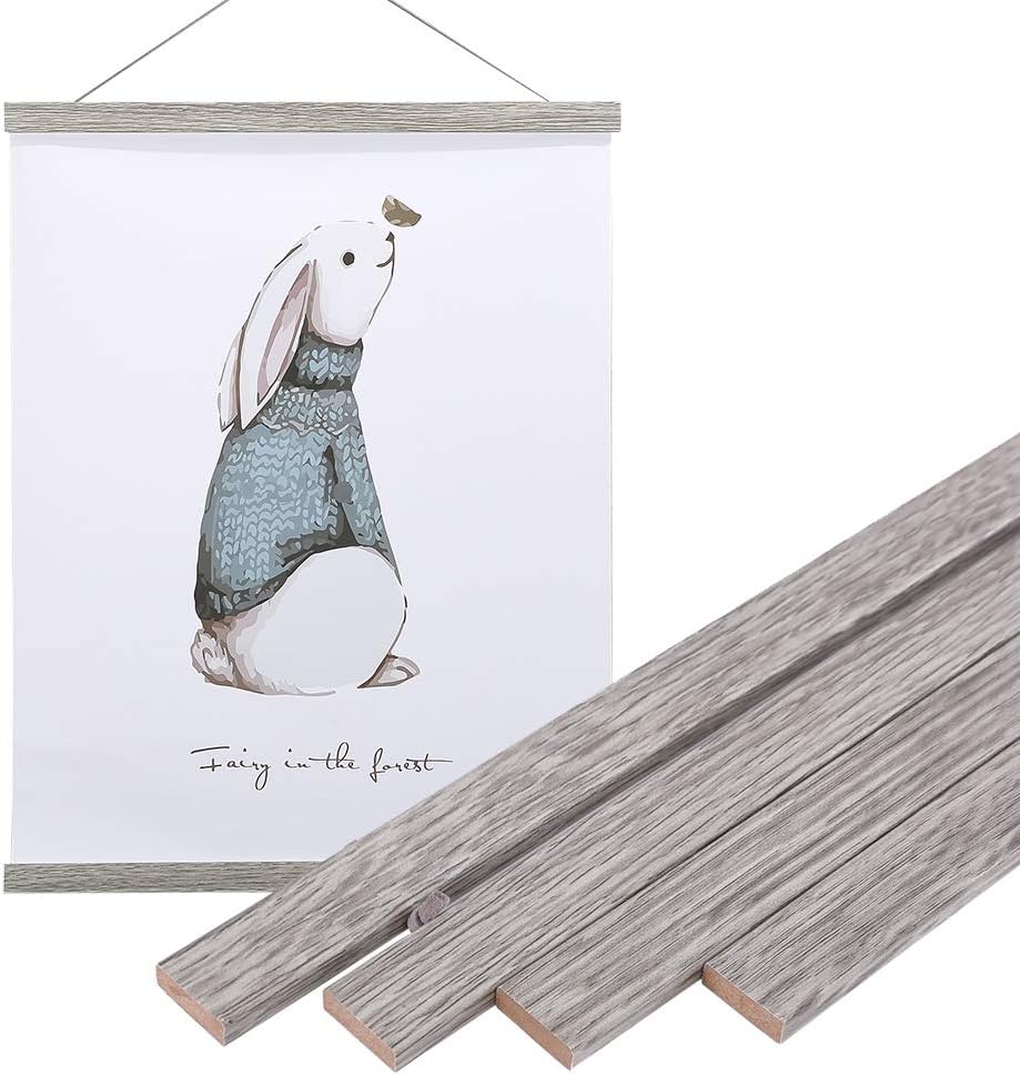 Artmag Magnetic Poster Hanger Frame, 22x34 22x28 22x30 Light Wood Wooden Magnet Canvas Artwork Print Poster Hangers Frames Hanging Kit (Grey, 22")
