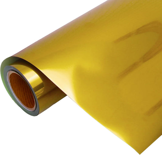 Threadart Metallic Gold Heat Transfer Vinyl Film | Custom Cut Roll 20" Wide by The Yard | Compatible with Venture Explore and Maker, Silhouette Cameo, & Large Format Cutters