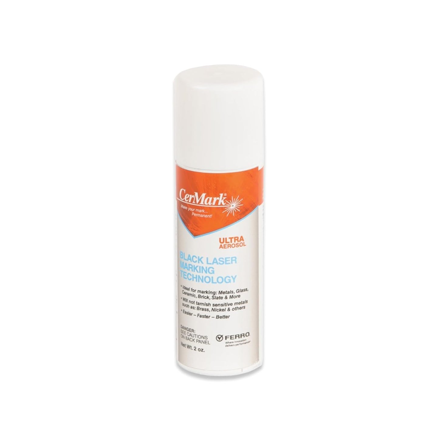 Cermark Ultra Aerosol Spray for Black Laser Marking. Great for Stainless, Glass, Slate, Metal, & Ceramic. Bonding Adhesive (2oz) (24)