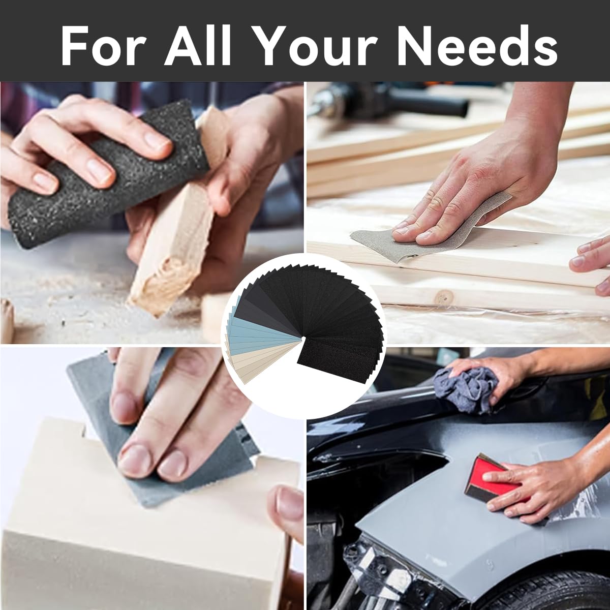32 PCS Sandpaper 60/120/150/280/320/400/600/800 Grit Wet Dry Sandpaper Assortment 9x3.6 Inch Hand Sanding Sheets for Automotive Sanding,Furniture Finishing,Wood Turing Finishing.