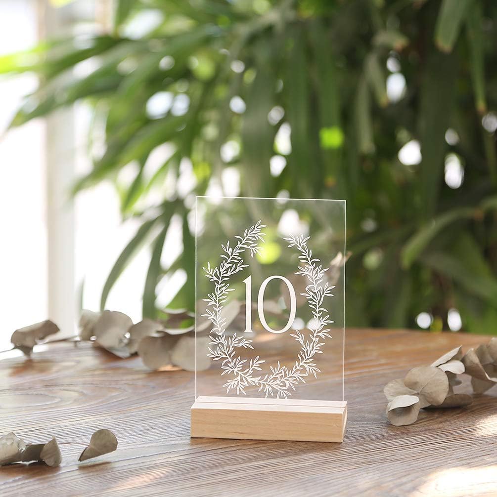 UNIQOOO 5 Pack 4" Wood Stands for Wedding Acrylic Sign, Wood Table Number Holders for 1/8 Thick Acrylic Sheets | Wedding Display Stands, Card Holder, Great for Bar Menu, Retail Sign, Party and Events