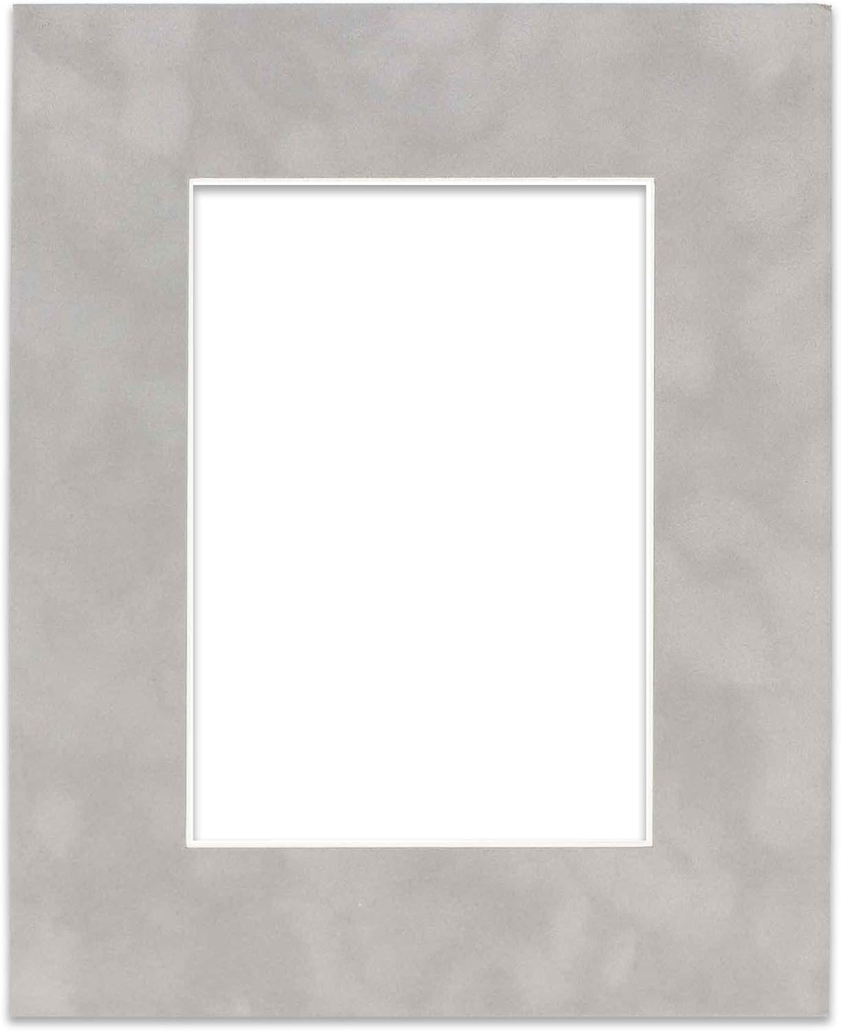 Pack of Ten Acid Free 8x10 Mats Bevel Cut for 5.5x8.5 Photos - Light Grey Suede Precut Matboards With Backing Boards and Self Seal Photo Mat Bags For Pictures, Photos, Framing - 4-ply Thickness