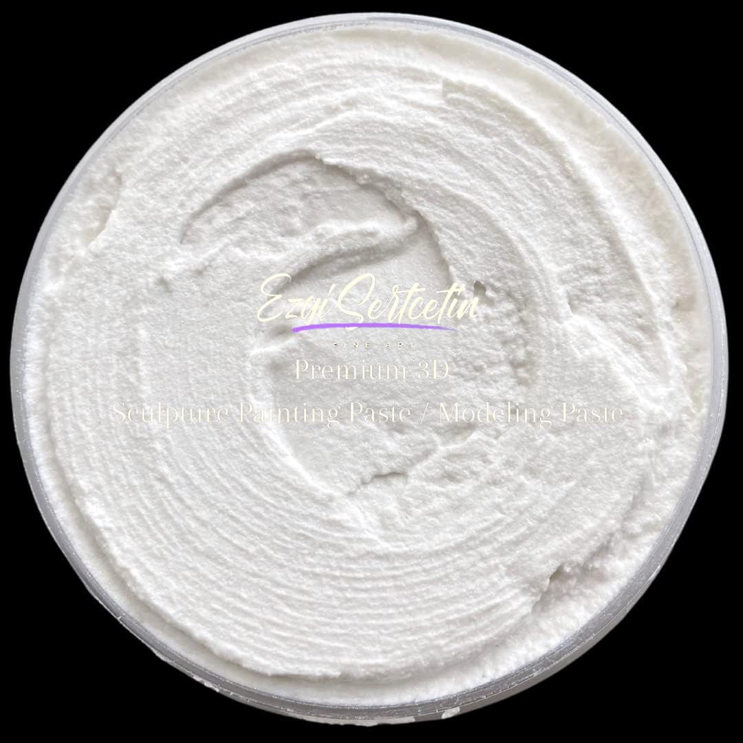 3D Sculpture Painting Paste|Texture Paste|Decorative Plaster|Ready to Use|Unique Colors|Ideal for Artwork|Stencil|Flowers|Texture|Art Relief| 6 oz (Metallic White)