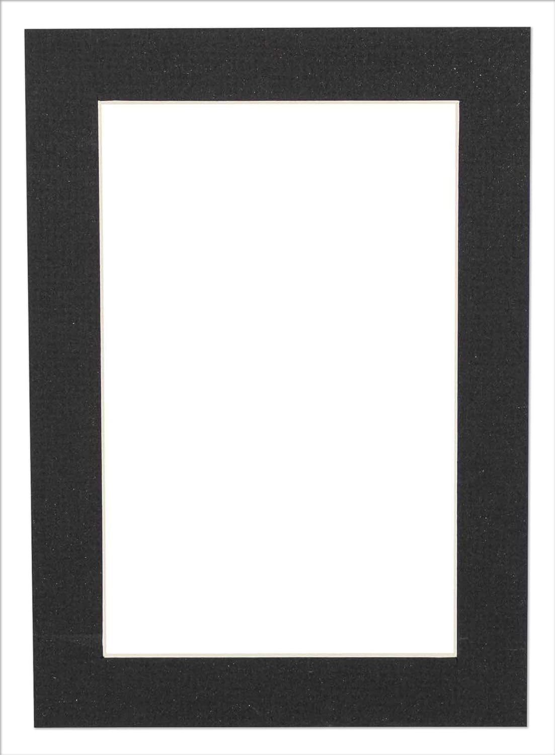 Pack of 25 Acid Free 8x10 Mats Bevel Cut for 5.5x8.5 Photos - Textured Black Precut Matboards With Backing Boards and Clear Photo Mat Bags For Pictures, Photos, Framing - 4-ply Thickness