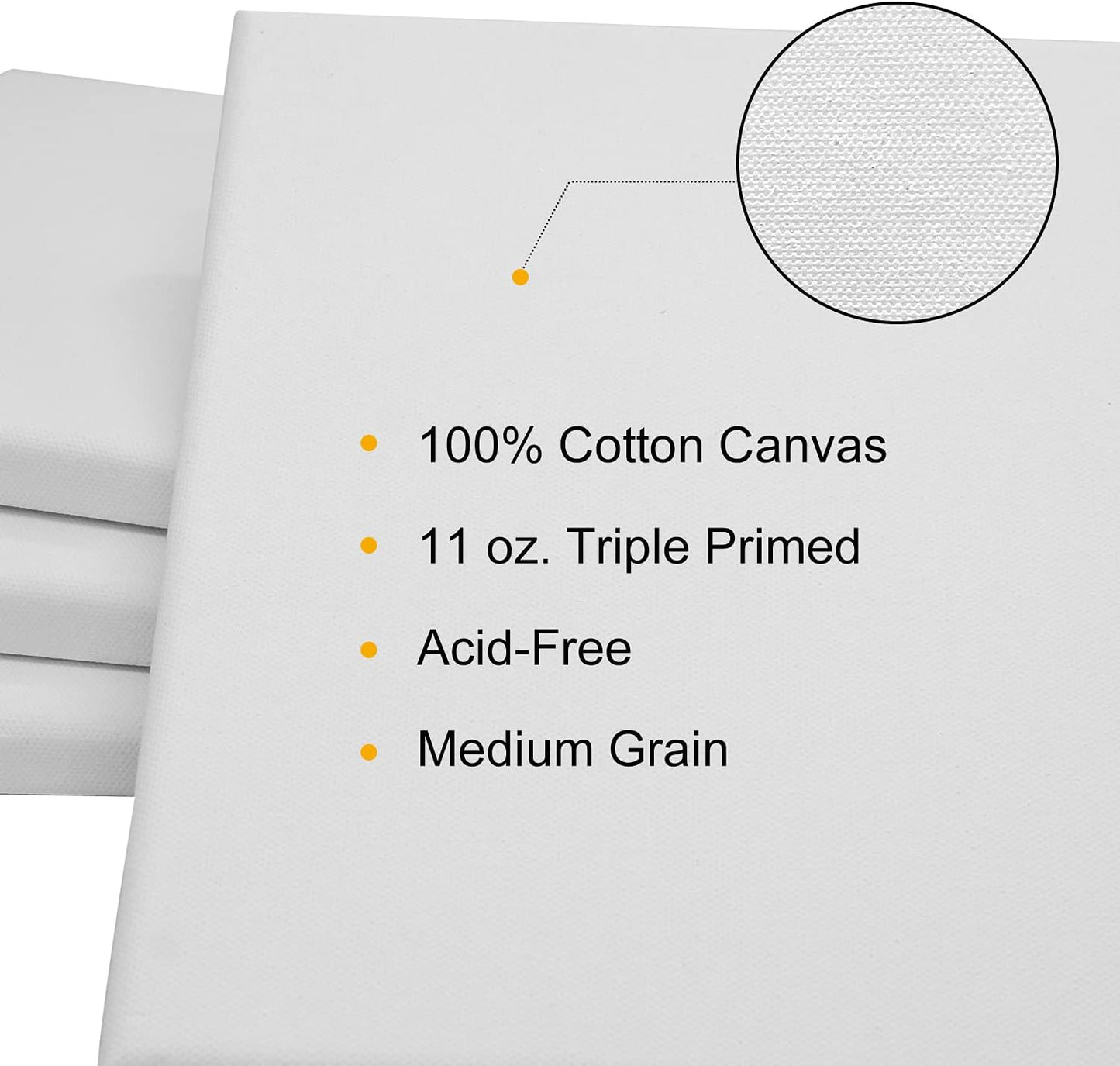 PHOENIX Professional Stretched Canvas for Painting - 16x20 Inch/4 Pack 3/4 Inch Profile, 100% Cotton 11 Oz. Heavy Duty Gesso Triple Primed White Blank Artist Canvases for Oil & Acrylic Paints