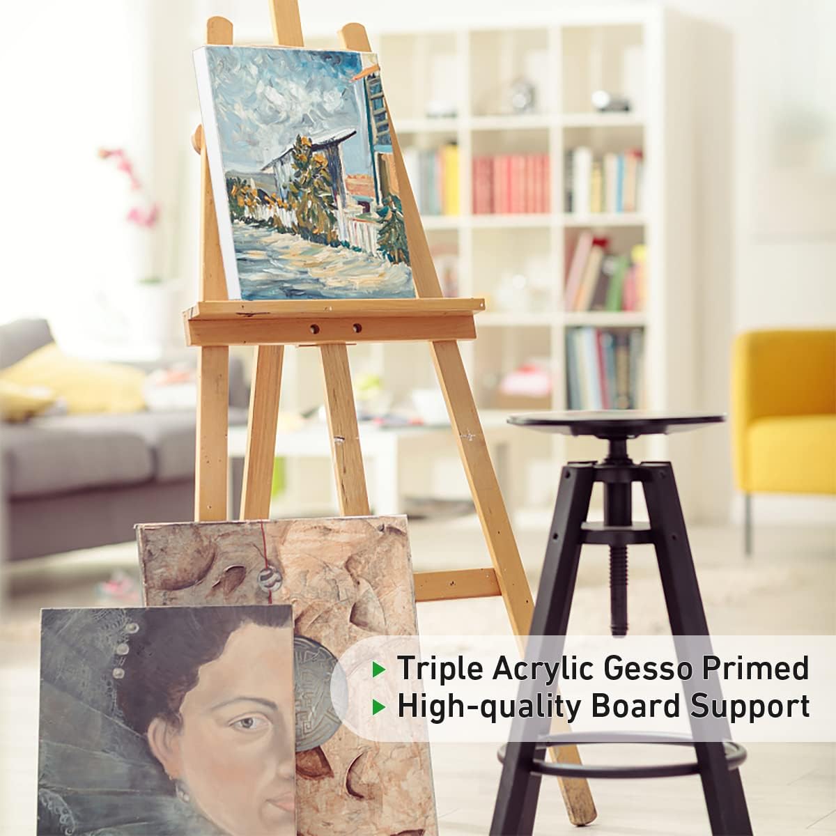 GOTIDEAL Stretched Canvas, 8x10 Inch Set of 10, Primed White - 100% Cotton Artist Canvas Boards for Painting, Acrylic Pouring, Oil Paint Dry & Wet Art Media